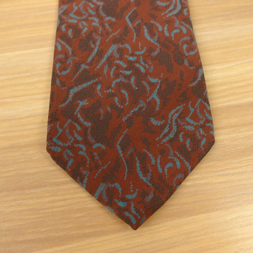 Vintage Italian SIlk Tie Mens Rust Brown Earthy Boho Art Eclectic Dress PRIMA